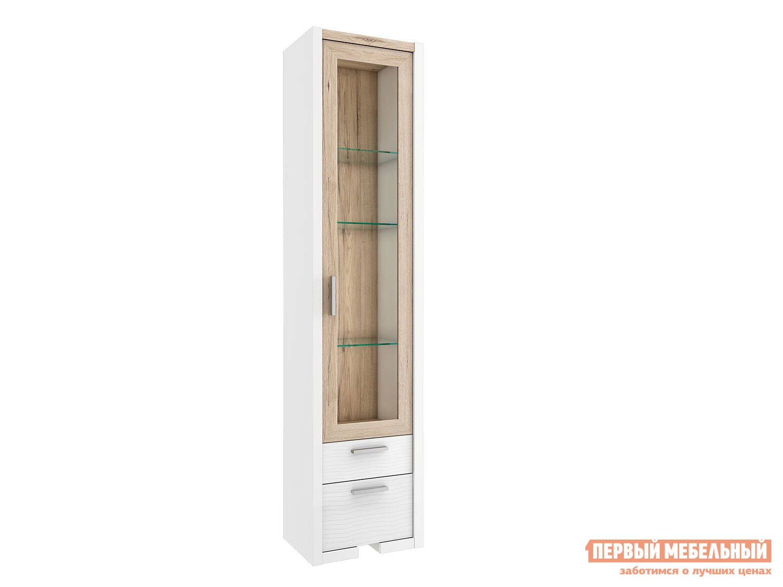 Шкаф-витрина  Оксфорд Дуб Санремо / Белый