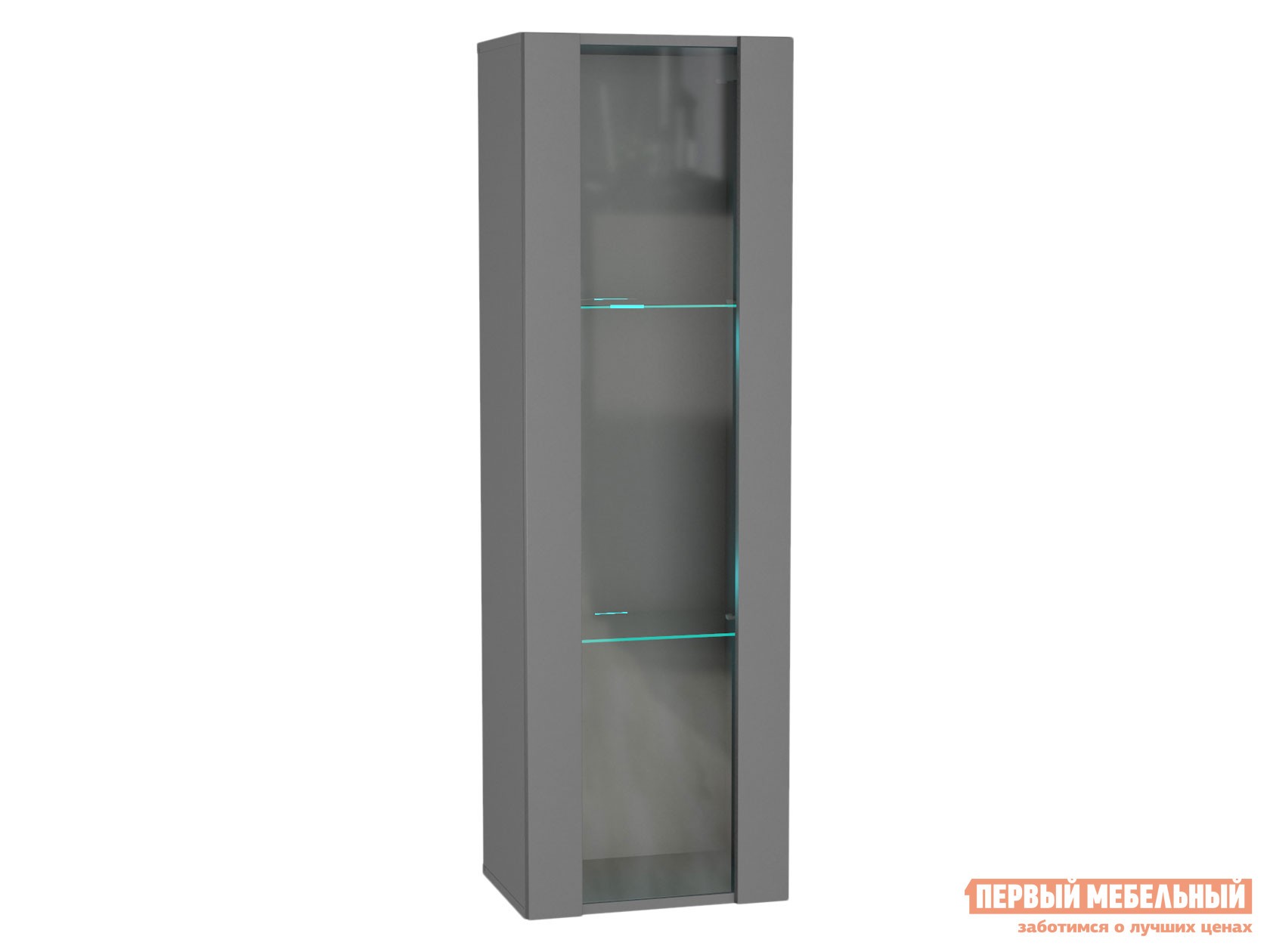 Шкаф-витрина  Поинт Серый графит / Стекло, С блоком питания