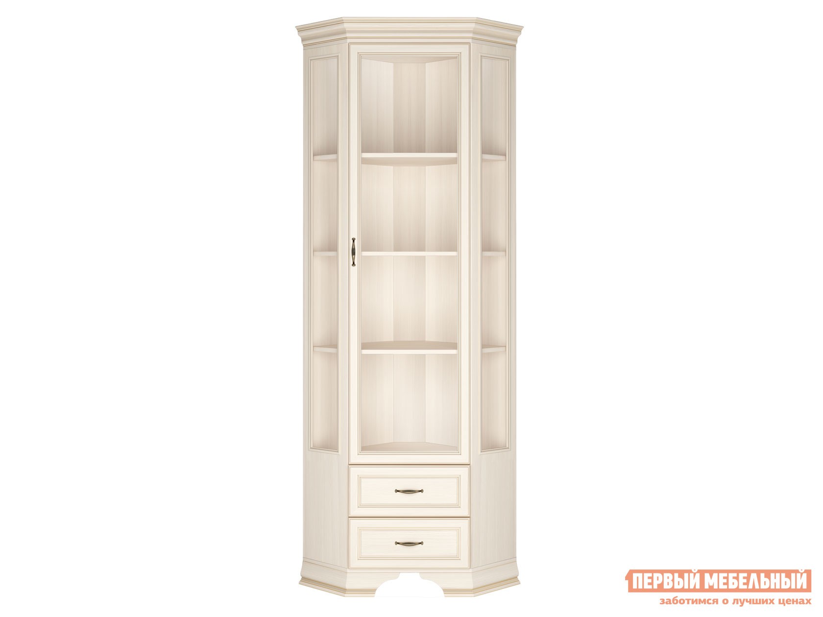 Шкаф-витрина  Сиена Бодега белый, патина золото