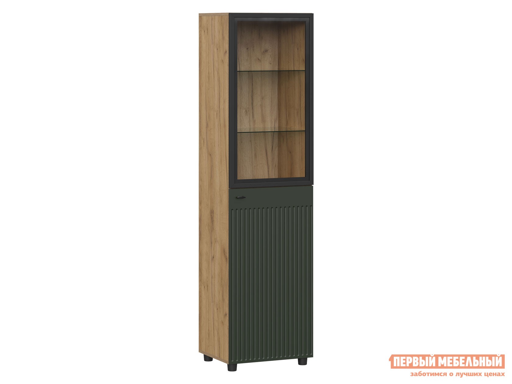 Шкаф-витрина  Милан Дуб золотой / Олива софт