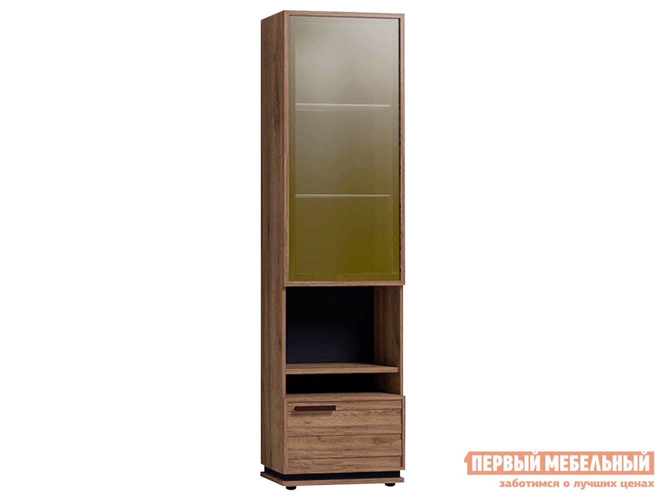 Шкаф-витрина  Натура Дуб табачный Craft / Черный