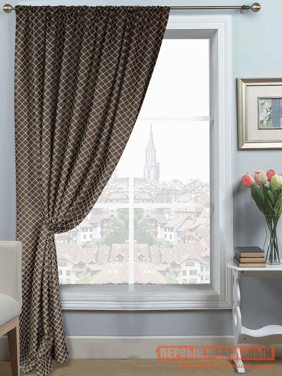 Шторы  Прага жаккард ромб 11264, венге