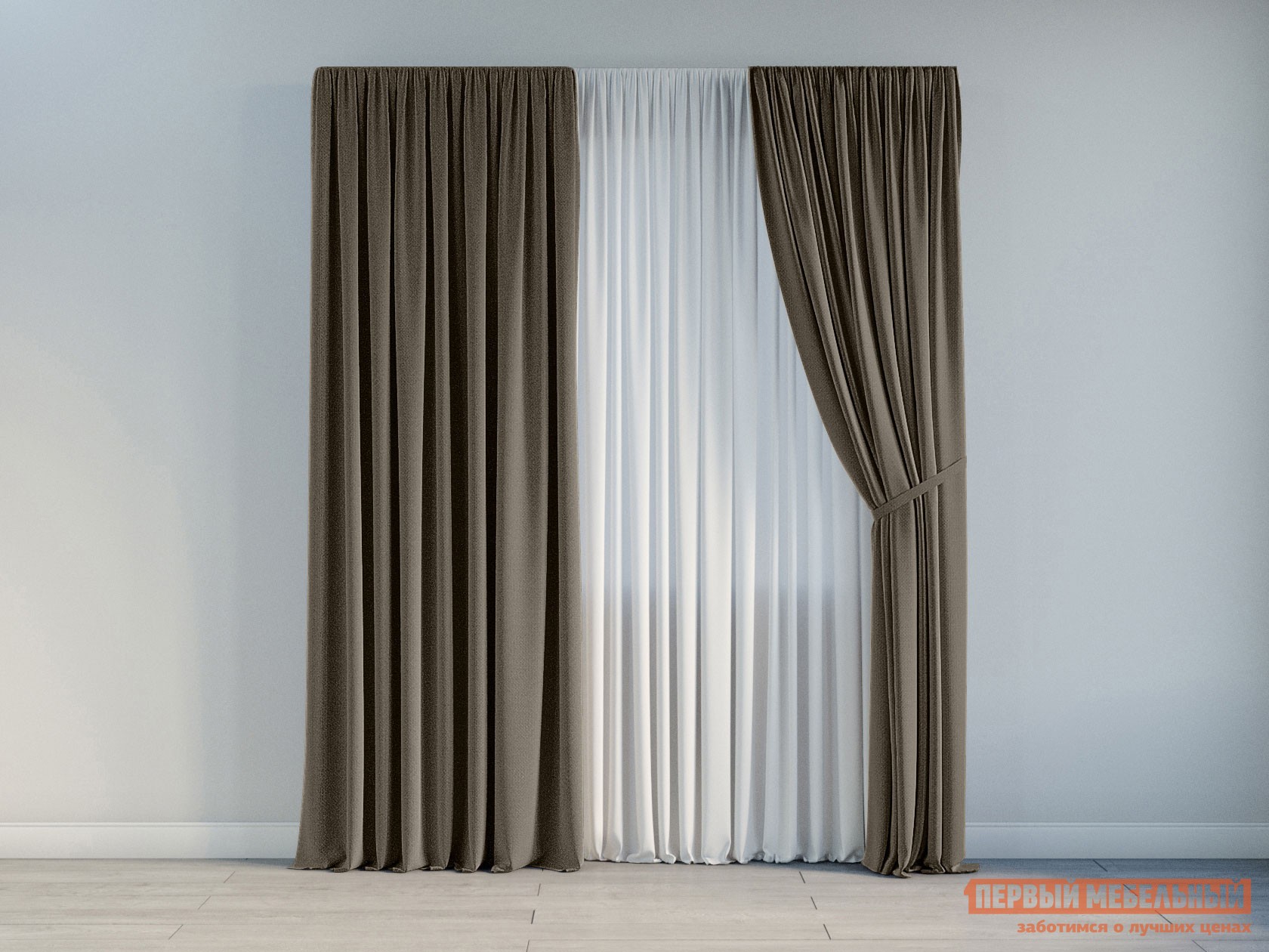 Шторы  Марсель 2 Темно-бежевый, рогожка, 200 х 270 см