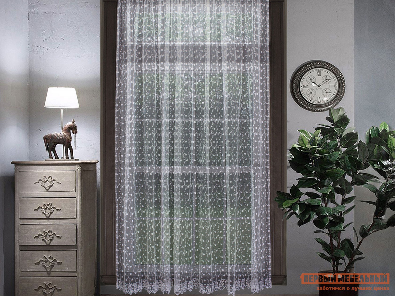 Шторы  Цветочный мотив с вышивкой 90319, белый