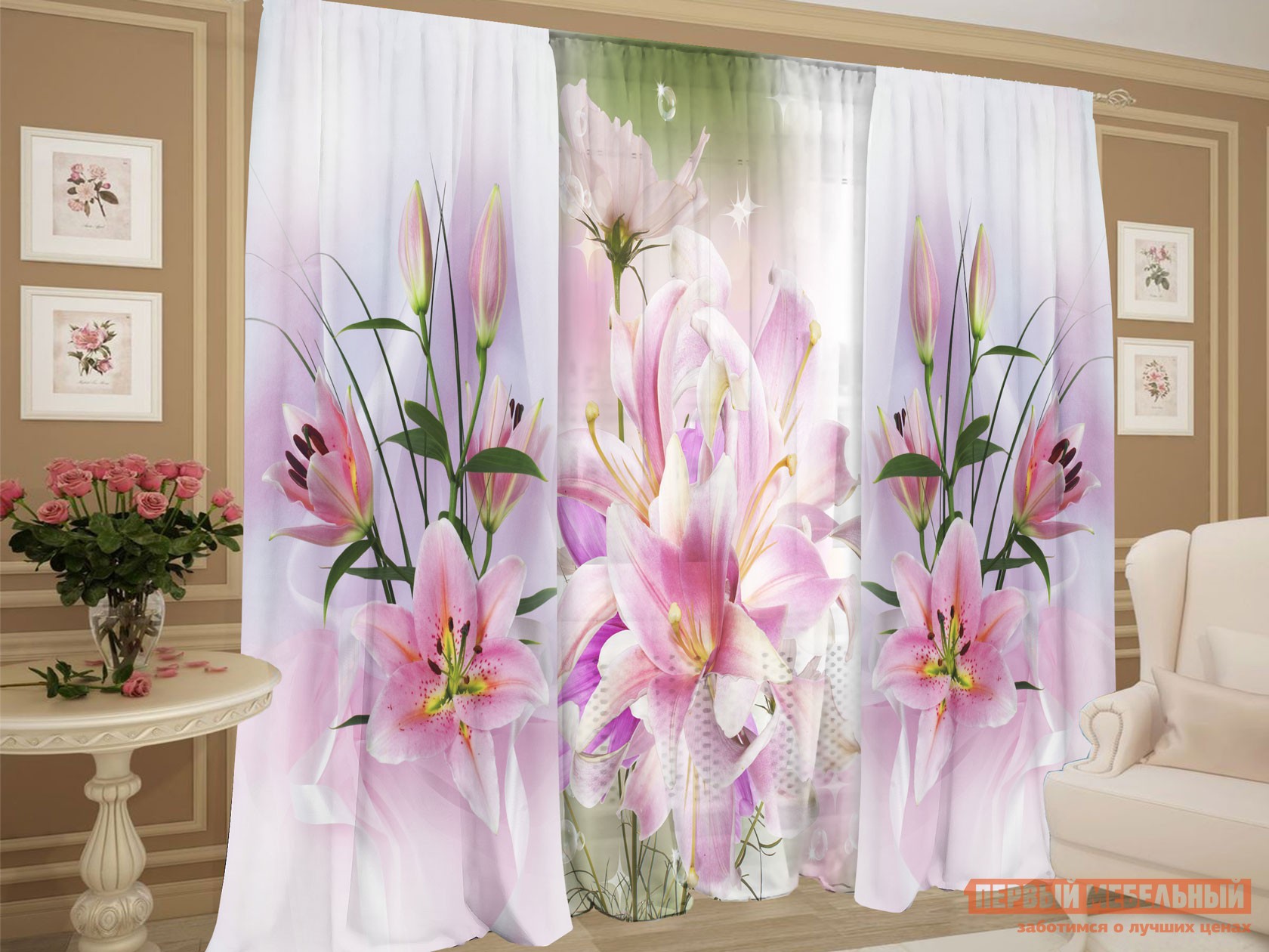 Шторы  Веточка нежности в поэзии Веточка нежности в поэзии, габардин, шифон