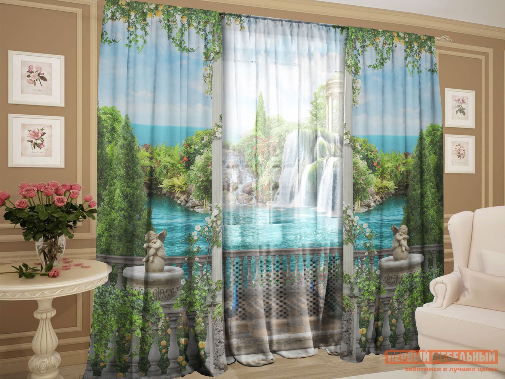 Шторы  Завораживающий водопад Завораживающий водопад, габардин, шифон