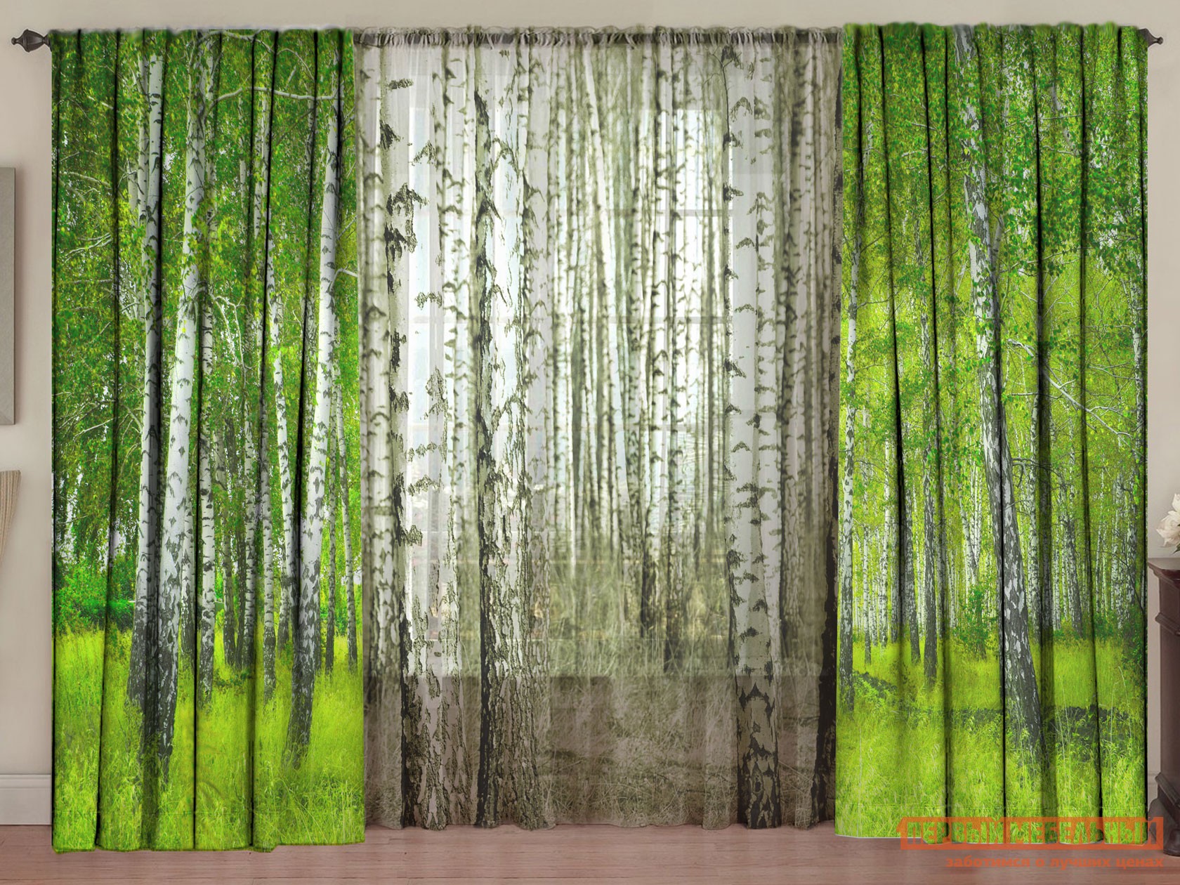 Шторы  Березовая роща Березовая роща, габардин, шифон