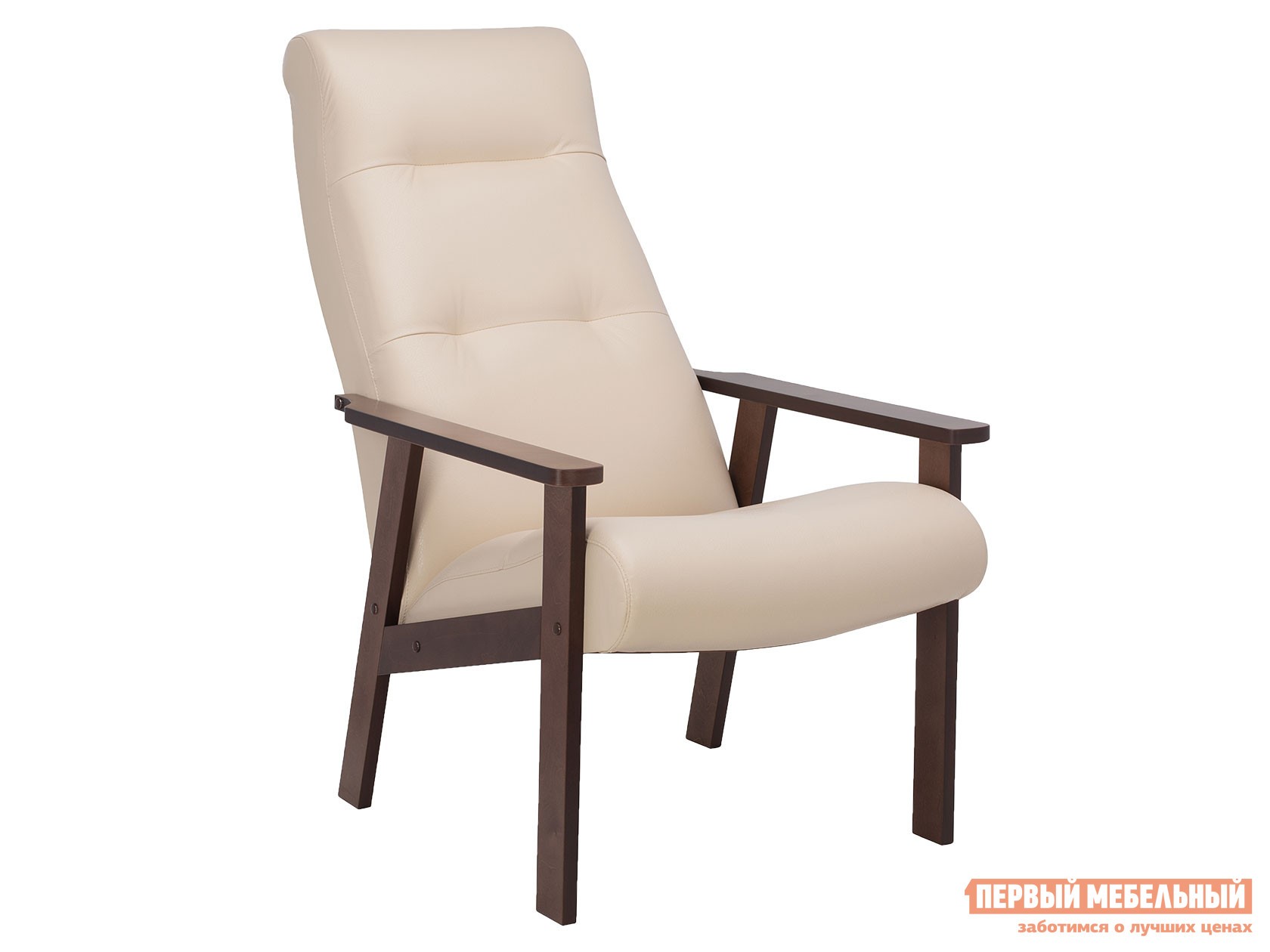 Кресло  Ретро Орех, Бежевый, экокожа