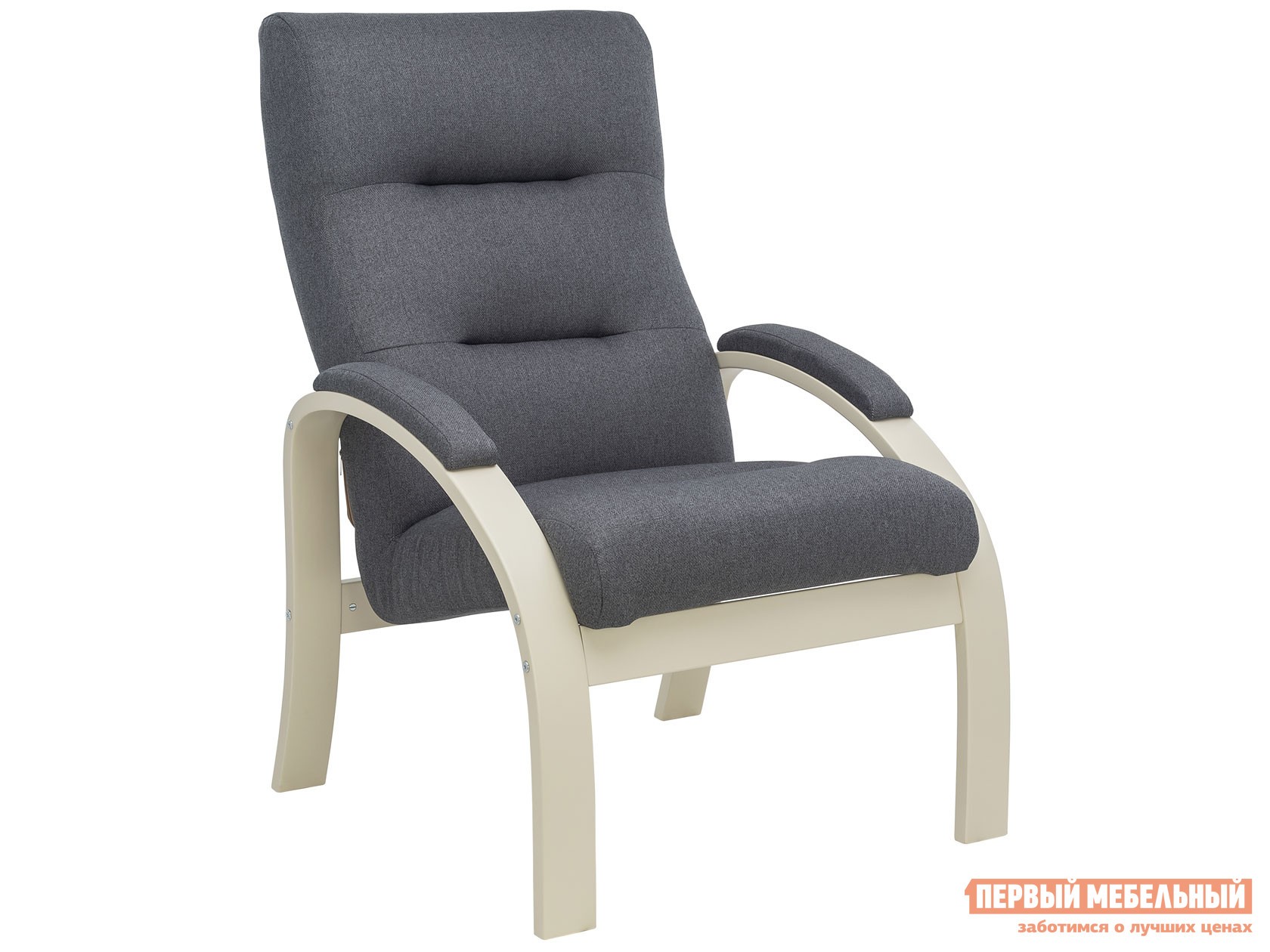 Кресло  Лион Люкс Слоновая кость, Серый, жаккард