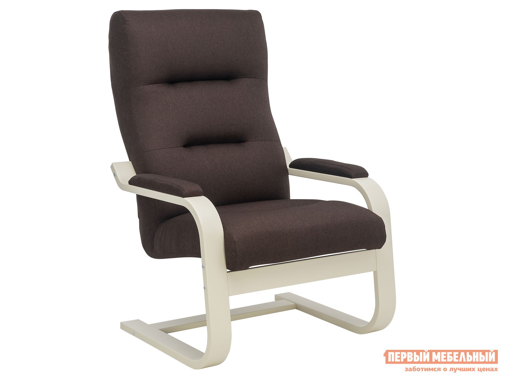 Кресло-качалка  Освальд Люкс Слоновая кость / Коричневый, жаккард