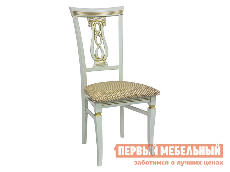 Стул  Юта Слоновая кость с золотой патиной / Жаккард Атина золотой