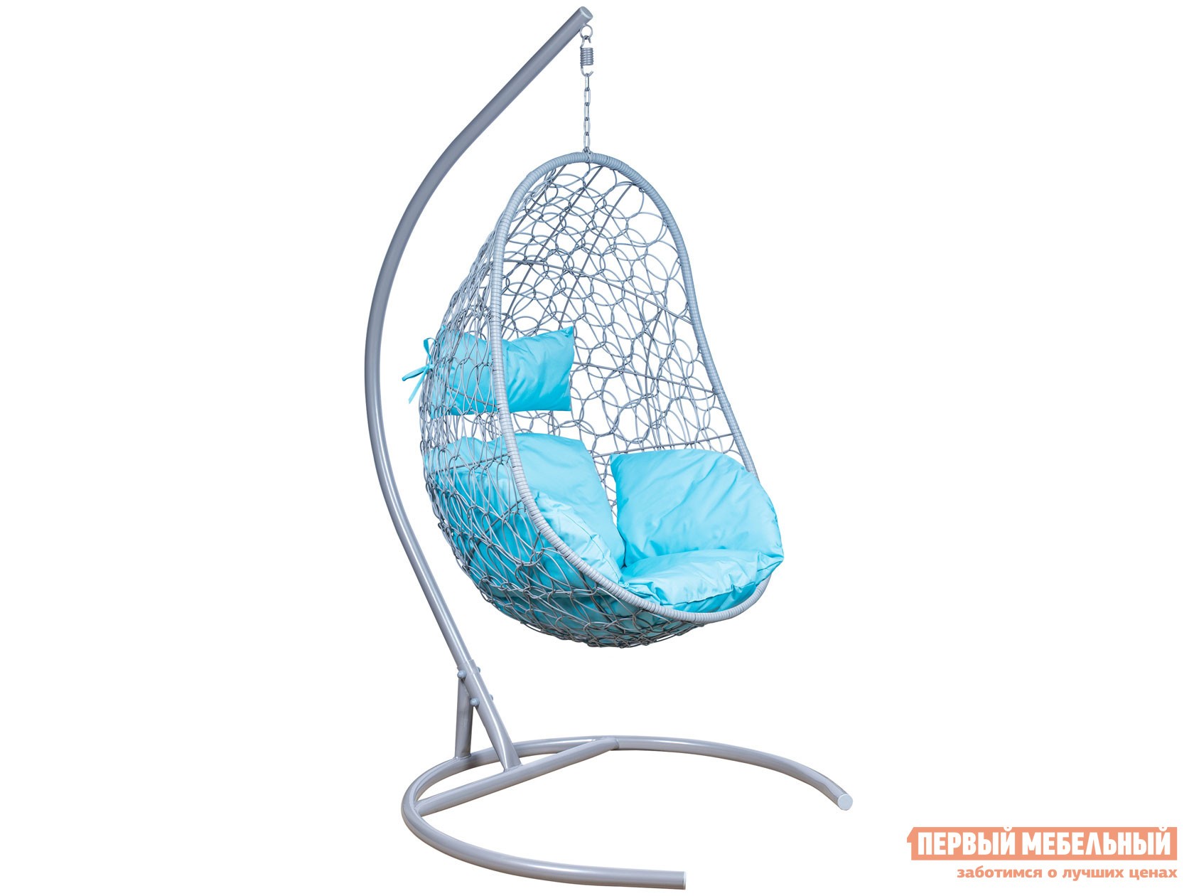 Подвесное кресло  Подвесное кресло LESET Ажур Серый металлик, ротанг / Бирюза, ткань