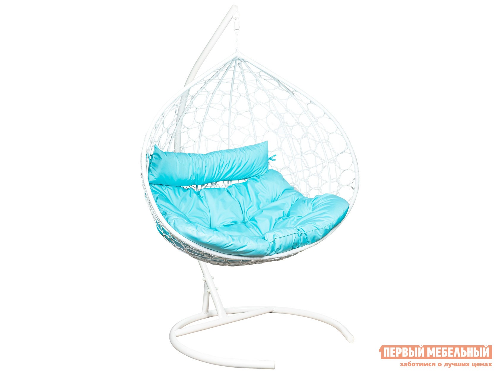 Подвесное кресло  Подвесное кресло LESET Бали Белый, ротанг / Бирюза, ткань