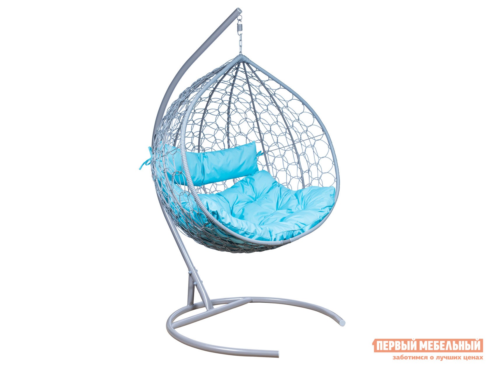 Подвесное кресло  Подвесное кресло LESET Бали Серый металлик, ротанг / Бирюза, ткань