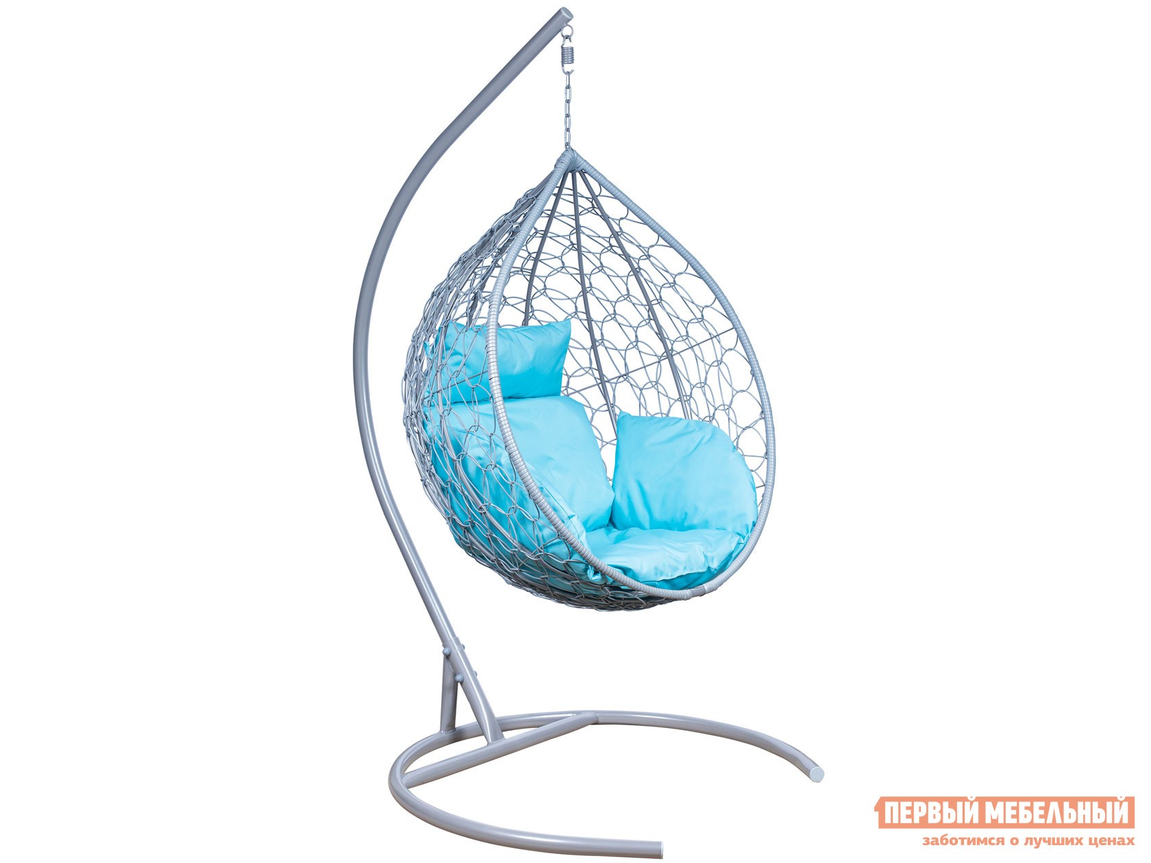 Подвесное кресло  Подвесное кресло LESET Эва Серый металлик, ротанг / Бирюза, ткань