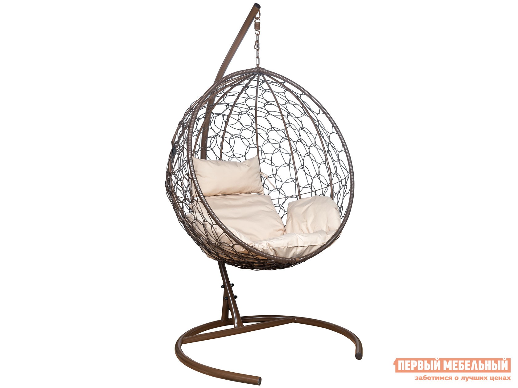 Подвесное кресло  Подвесное кресло LESET Луна Коричневый, ротанг / Бежевый, ткань