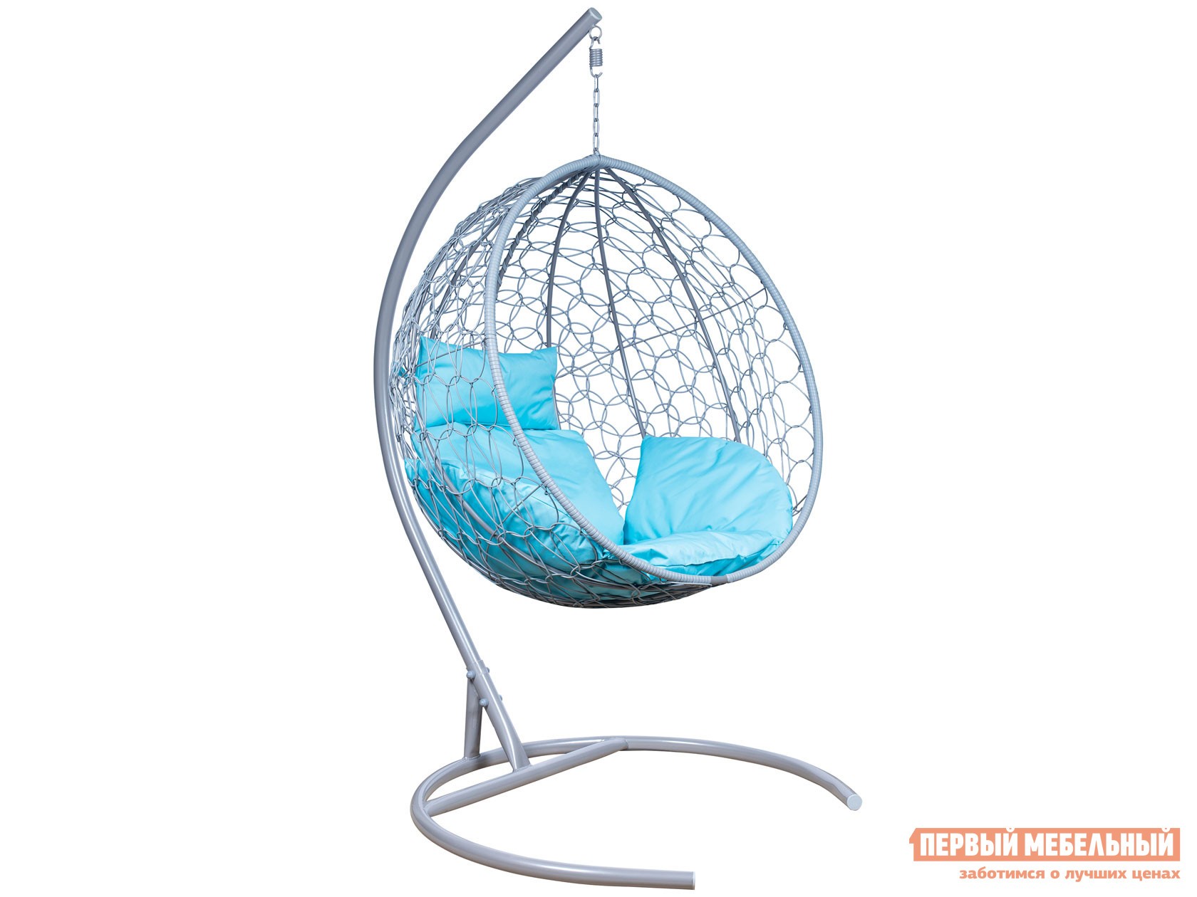 Подвесное кресло  Подвесное кресло LESET Луна Серый металлик, ротанг / Бирюза, ткань