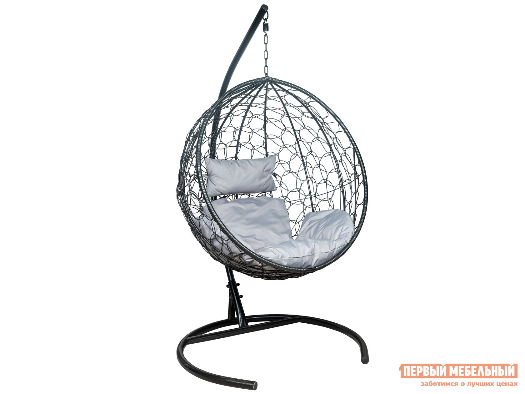 Подвесное кресло  Подвесное кресло LESET Луна Черный ротанг / Светло-серый, ткань