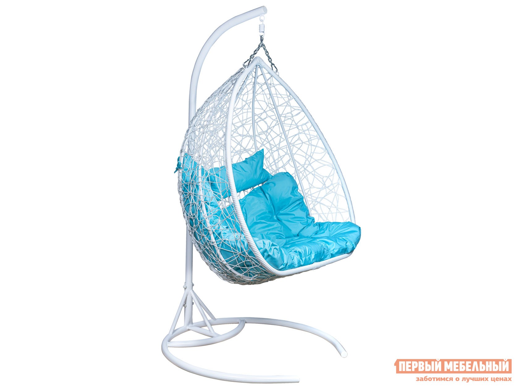 Подвесное кресло  Подвесное кресло LESET Гаити Белый, ротанг / Бирюза, ткань