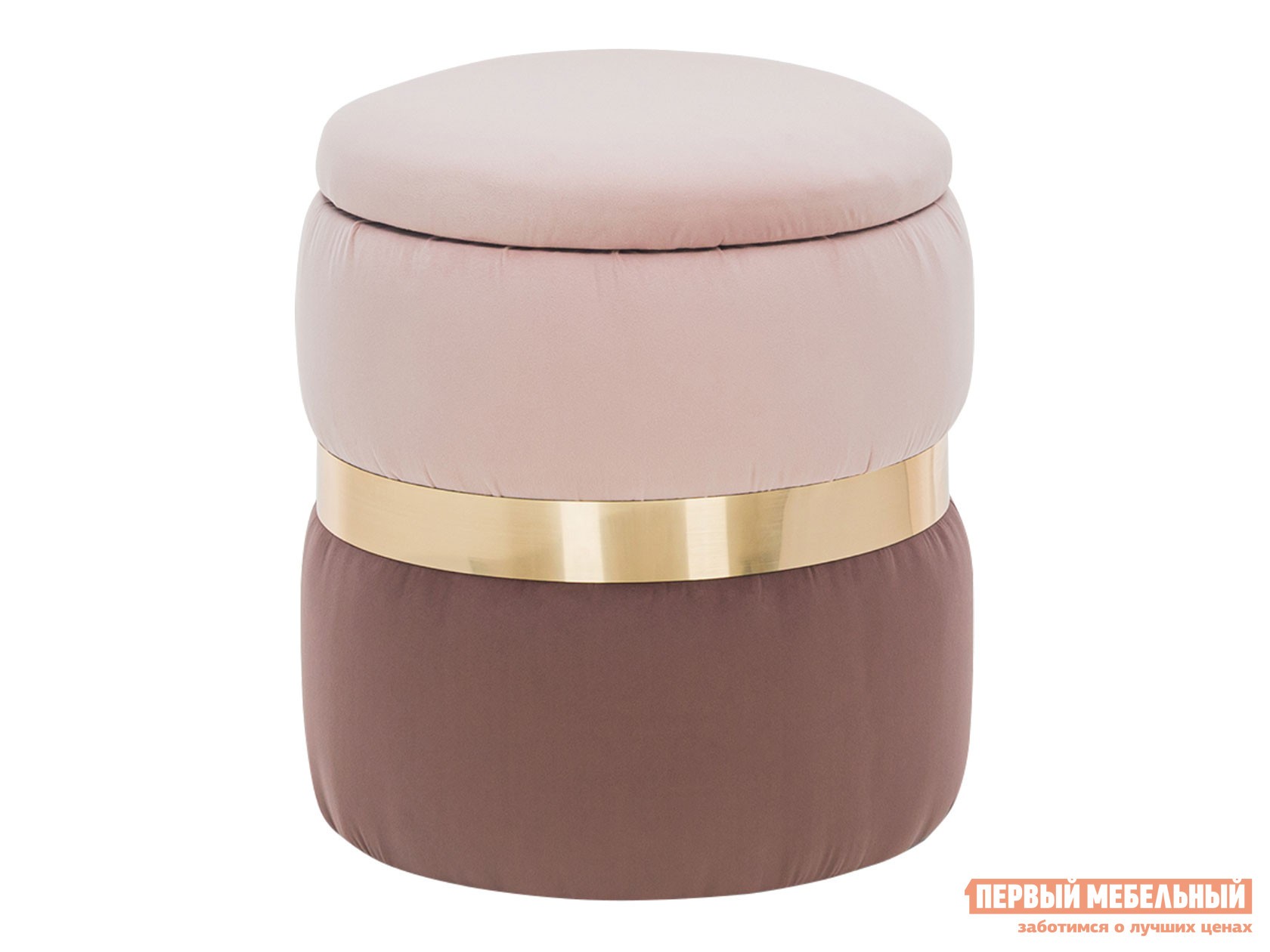 Пуфик  Голди Бежевый, коричневый, велюр / Латунь