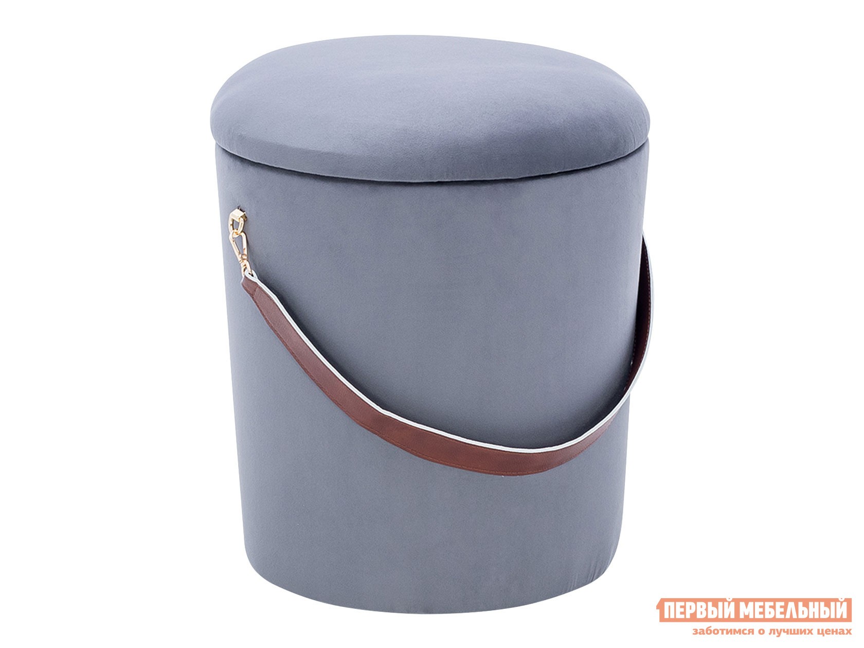 Пуфик  Бакет Серый, велюр, Малый