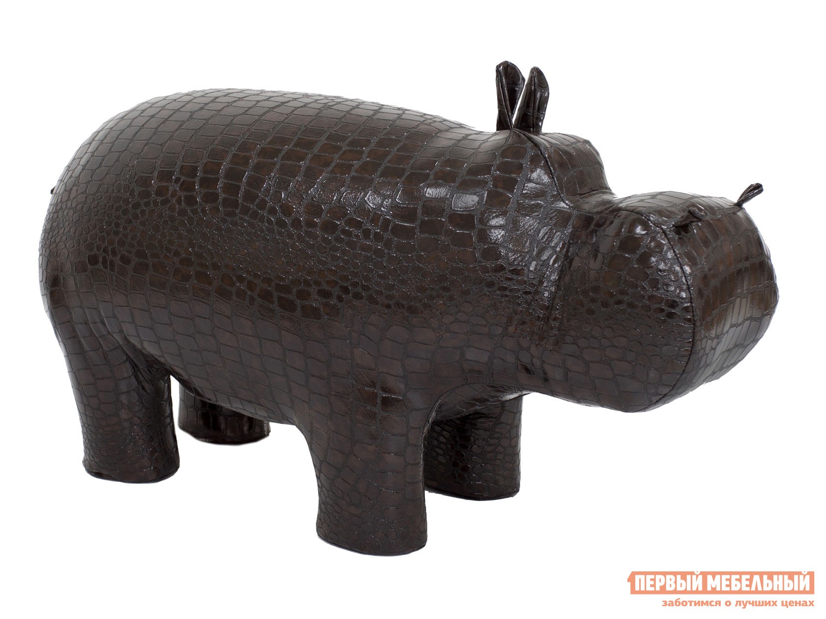 Пуфик  Бегемот Темно-коричневый крокодил, экокожа