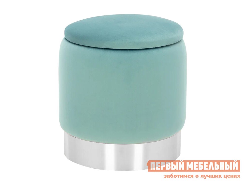 Пуфик  Йорк Мини Бирюзовый, велюр / Серебро