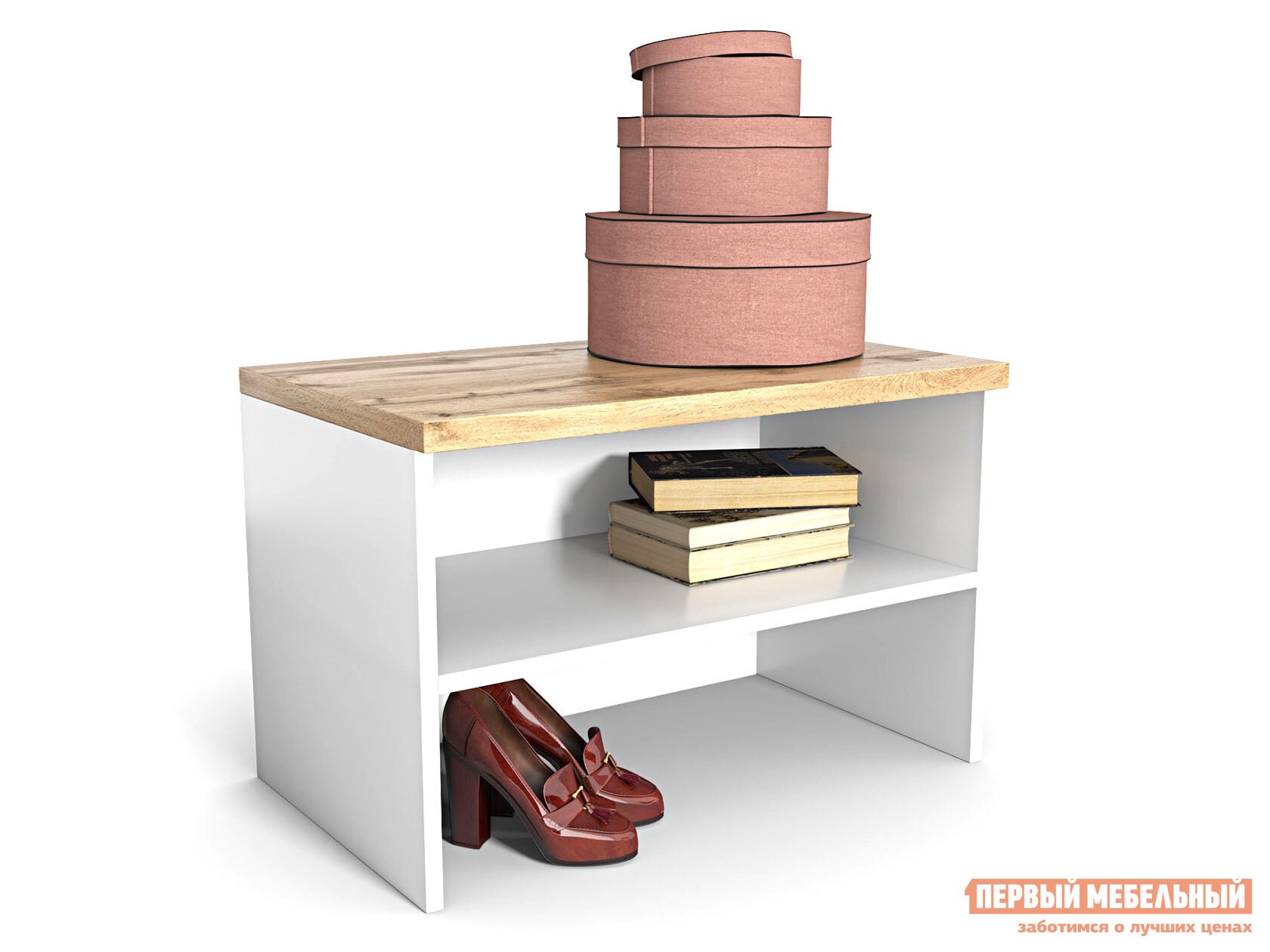 Обувница  Сахара 1933.М1 / 2033.М1 Дуб Ватан / Белый лак