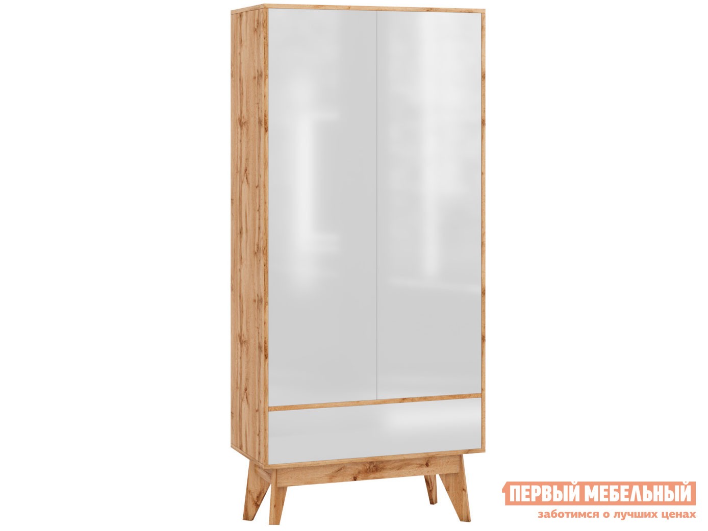 Распашной шкаф  Хелен Дуб Ватан / Белый лак