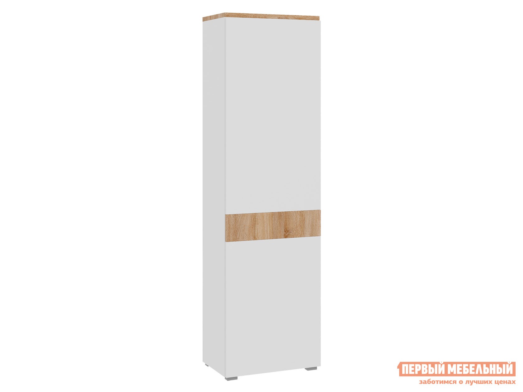 Распашной шкаф  Куба Дуб Сонома / Белый глянец, С топом-накладкой
