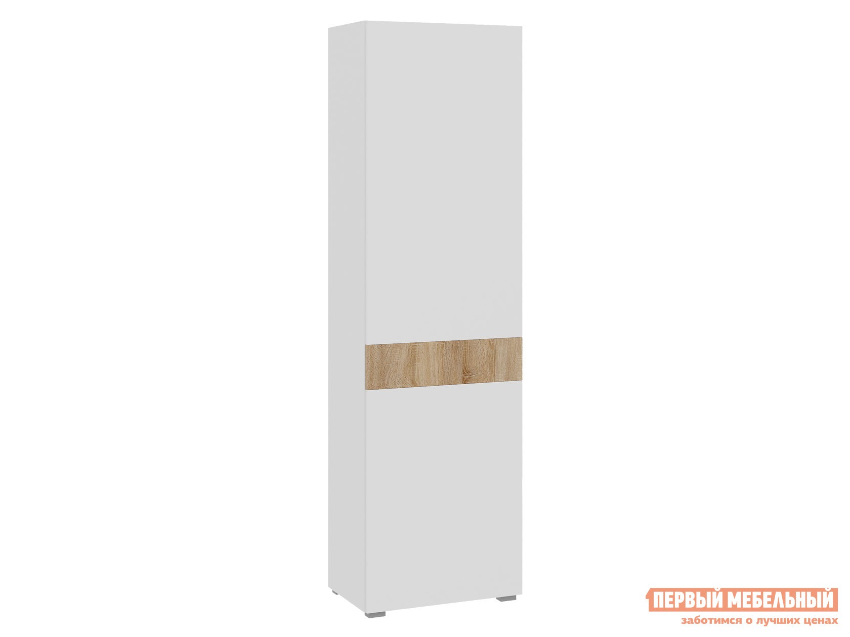 Распашной шкаф  Куба Дуб Сонома / Белый глянец, Без топа-накладки
