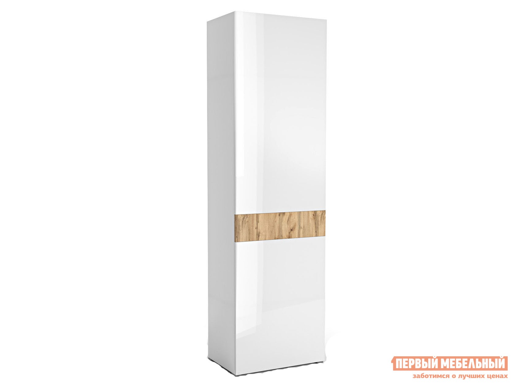 Распашной шкаф  Сахара Дуб Ватан / Белый лак, Без топа-накладки