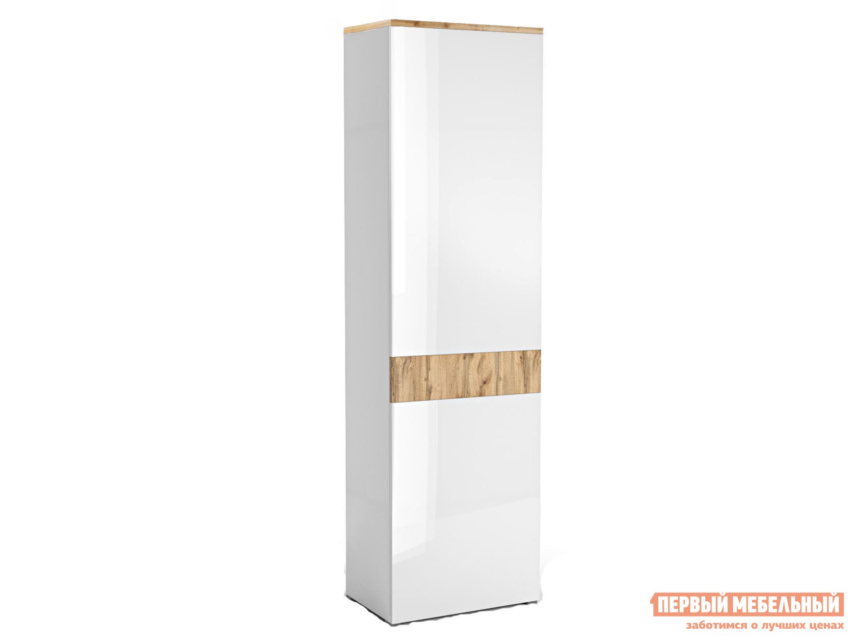 Распашной шкаф  Сахара Дуб Ватан / Белый лак, С топом-накладкой