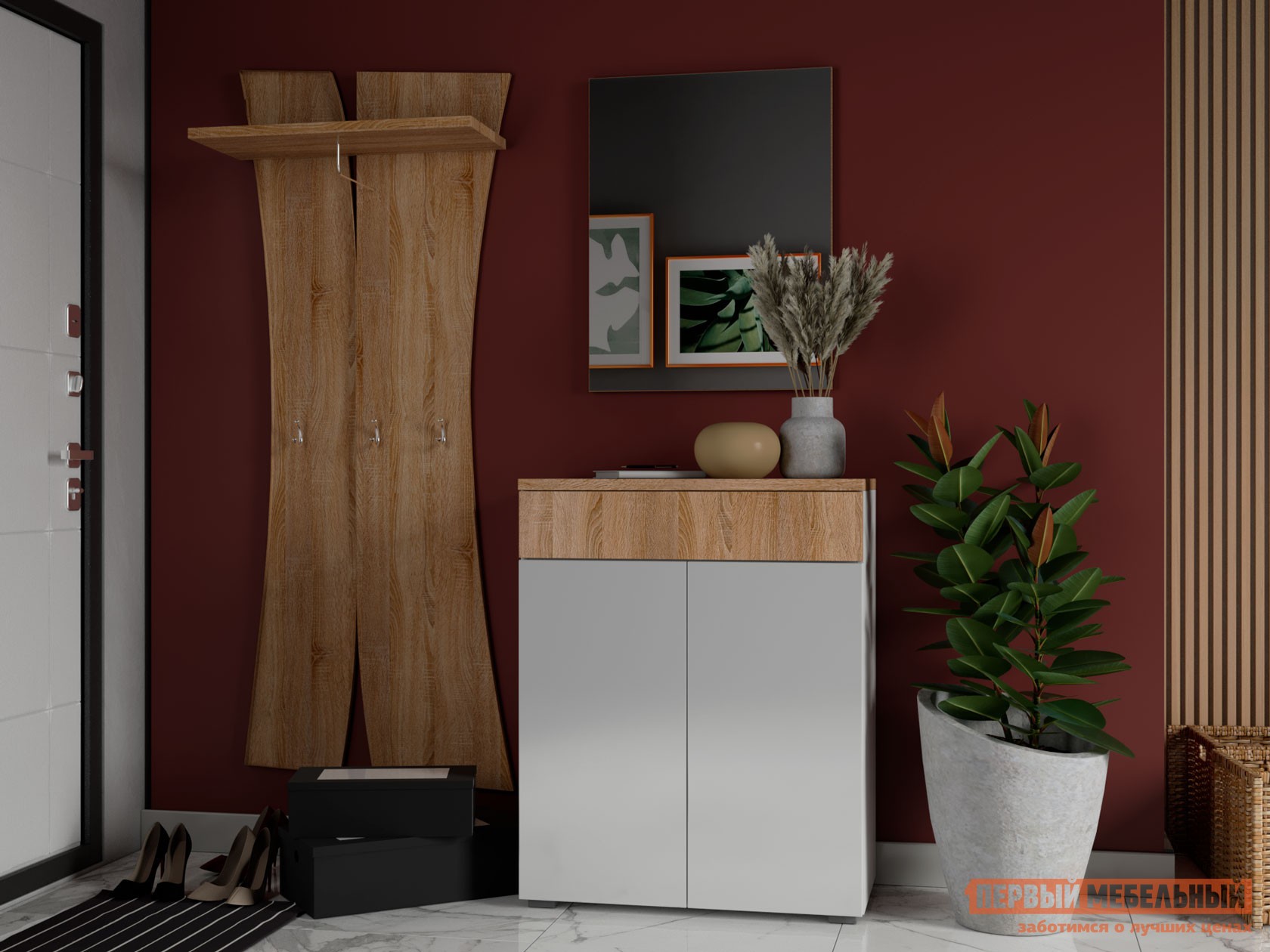 Прихожая  Куба Дуб Сонома / Белый глянец