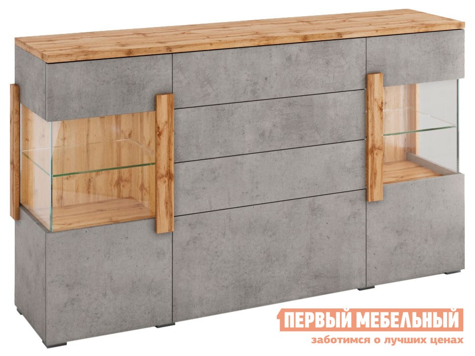 Комод  Римини Дуб Ватан / Бетон Чикаго, Без подсветки