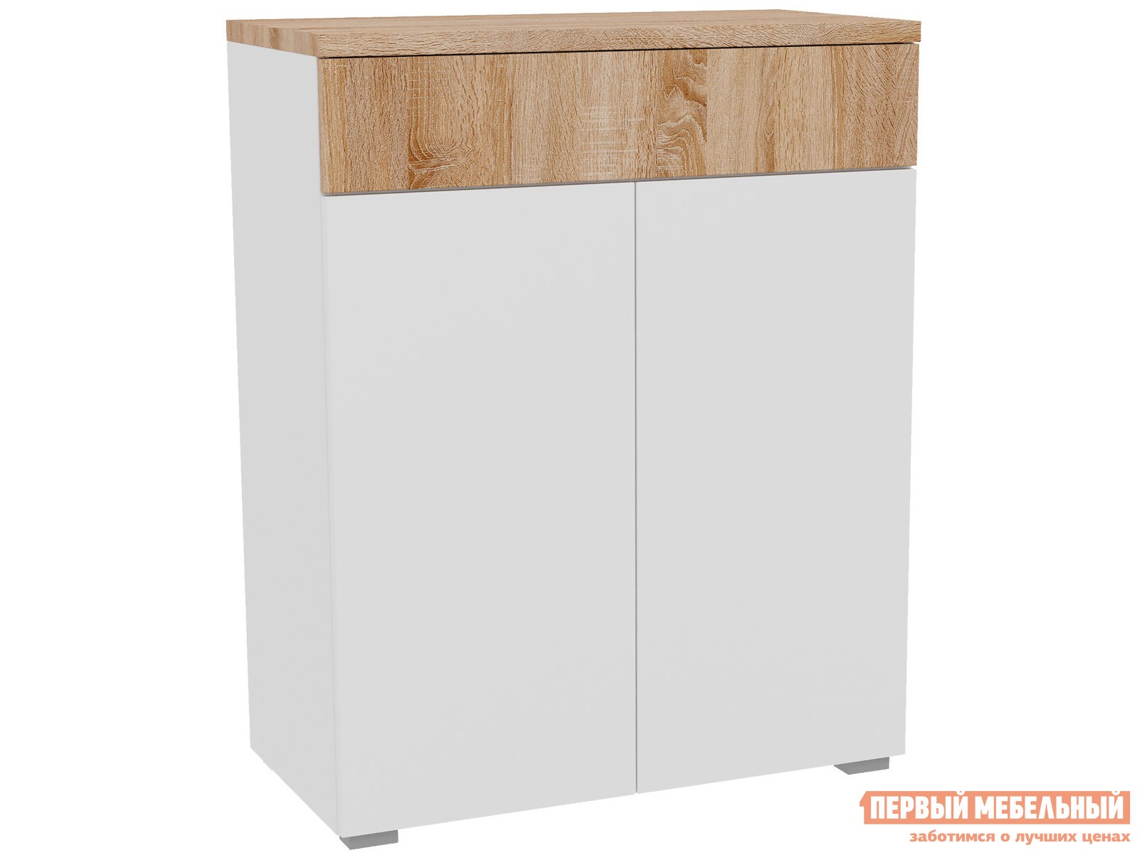 Комод  Куба Дуб Сонома / Белый глянец