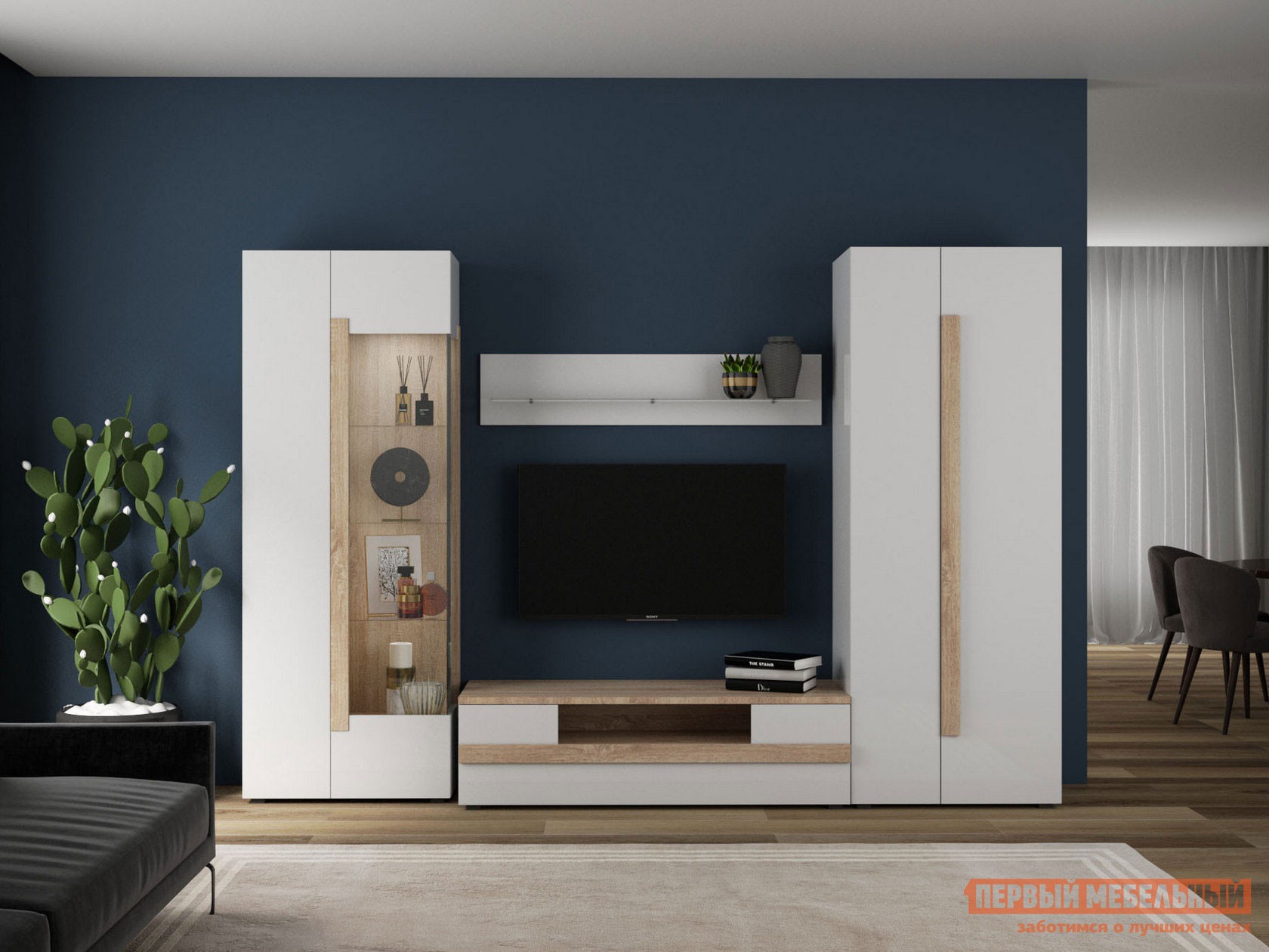 Гостиная  Куба Дуб Сонома / Белый глянец