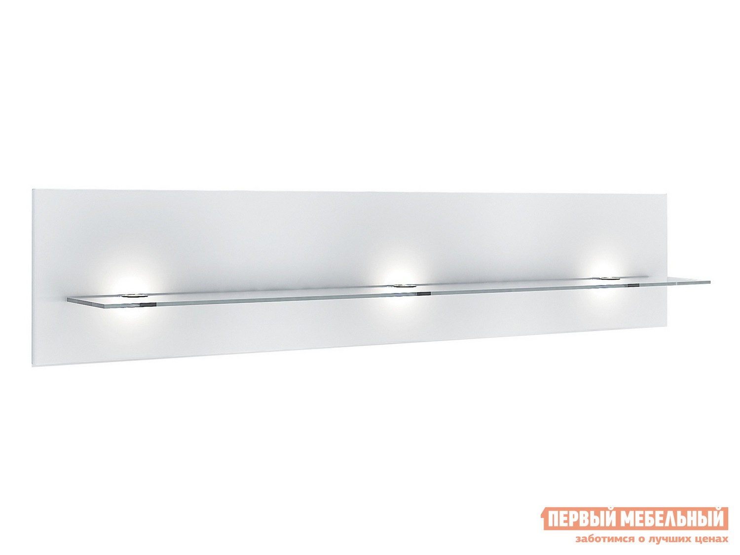 Настенная полка  Куба Белый глянец, С подсветкой