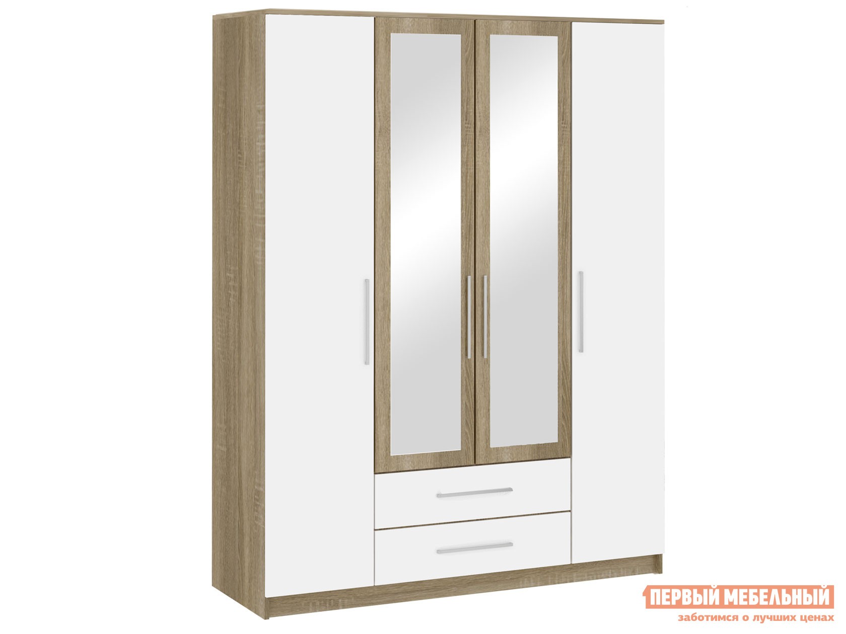 Распашной шкаф  Марика-1 Дуб Сонома / Белый глянец