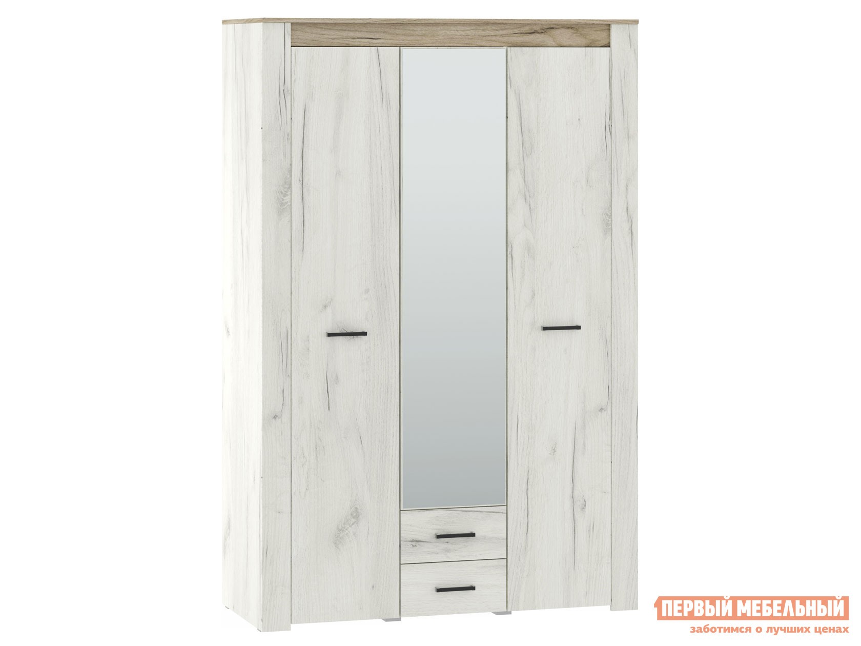 Распашной шкаф  Прага-2 Дуб Серый Крафт / Дуб Белый Крафт