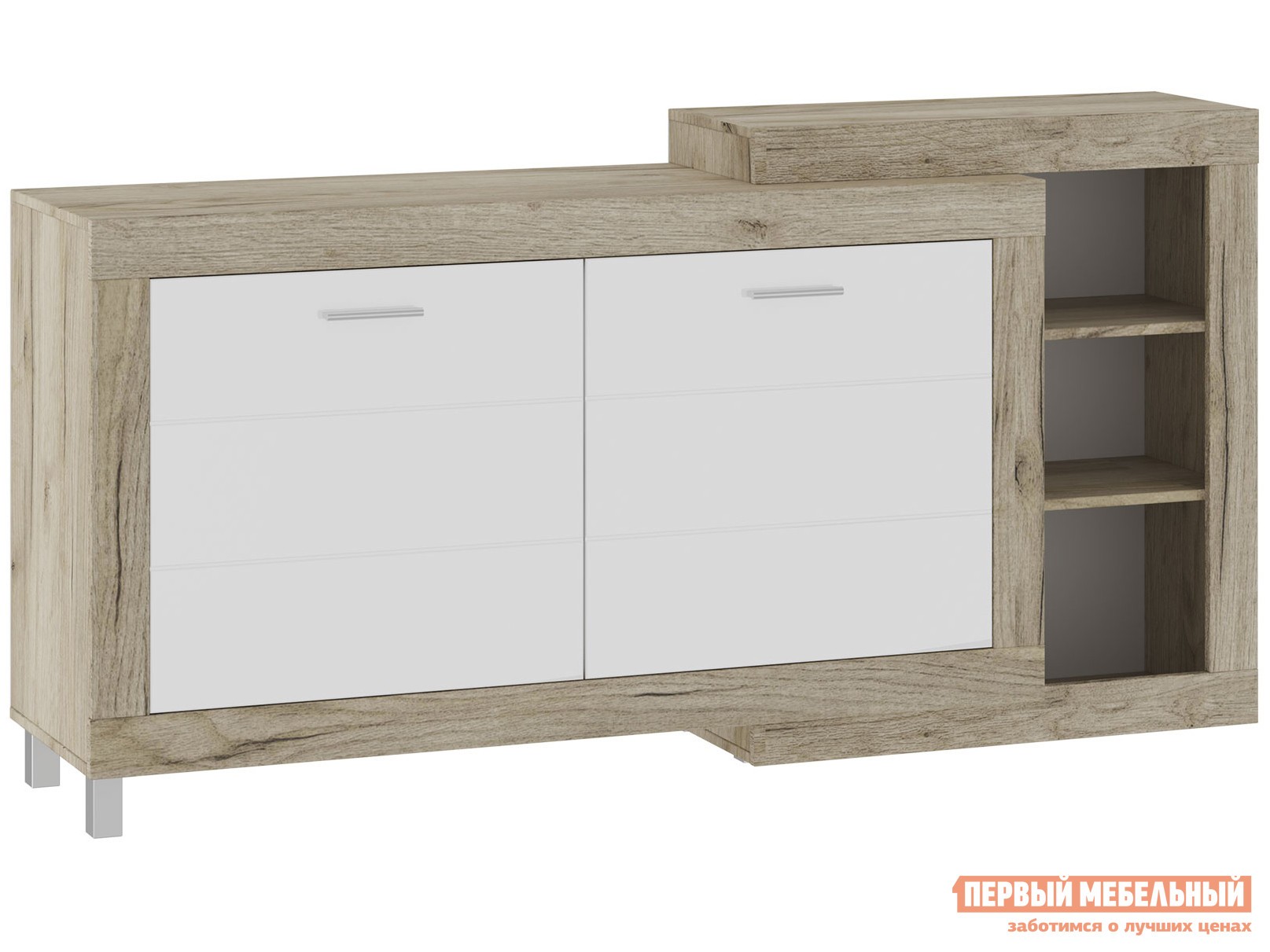 Комод  Генезис Дуб серый Крафт / Белый глянец