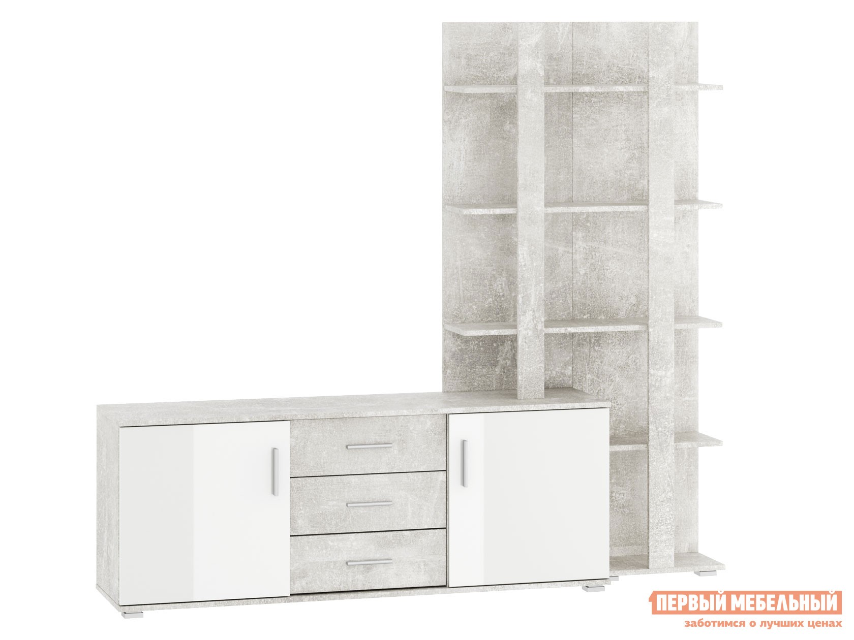 ТВ-тумба  Монтана Atelier светлый / Белый глянец