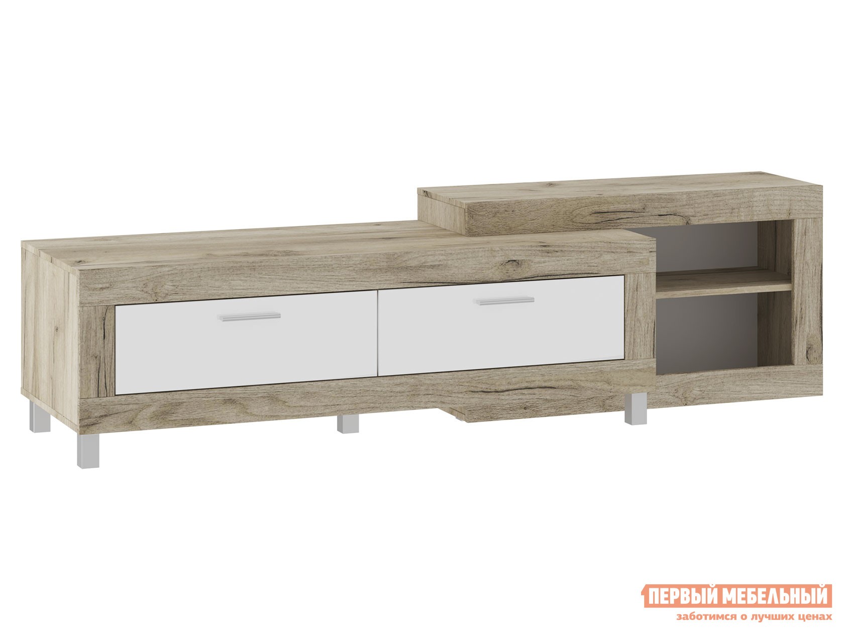 ТВ-тумба  Генезис Дуб серый Крафт / Белый глянец