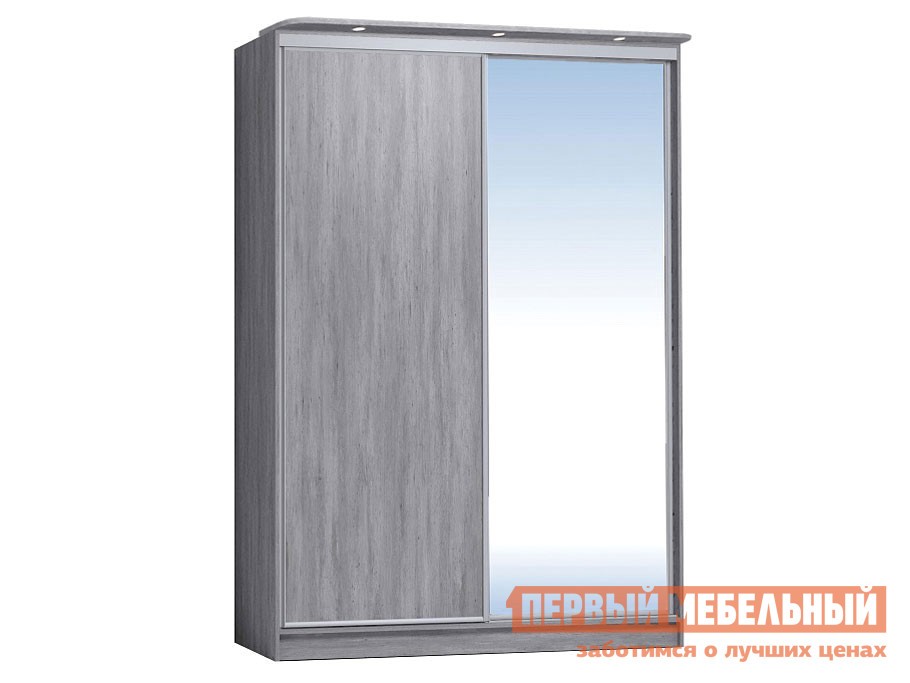 Шкаф-купе  Домашний 202 с зеркалом Atelier светлый, С карнизом