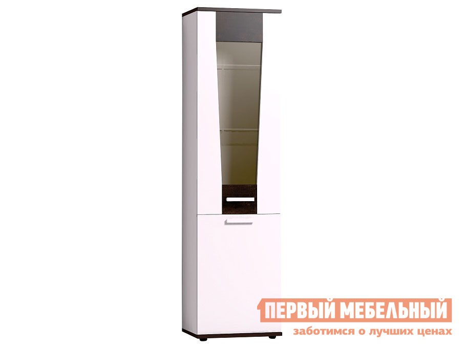 Шкаф-витрина  Норвуд Белый / Орех шоколадный