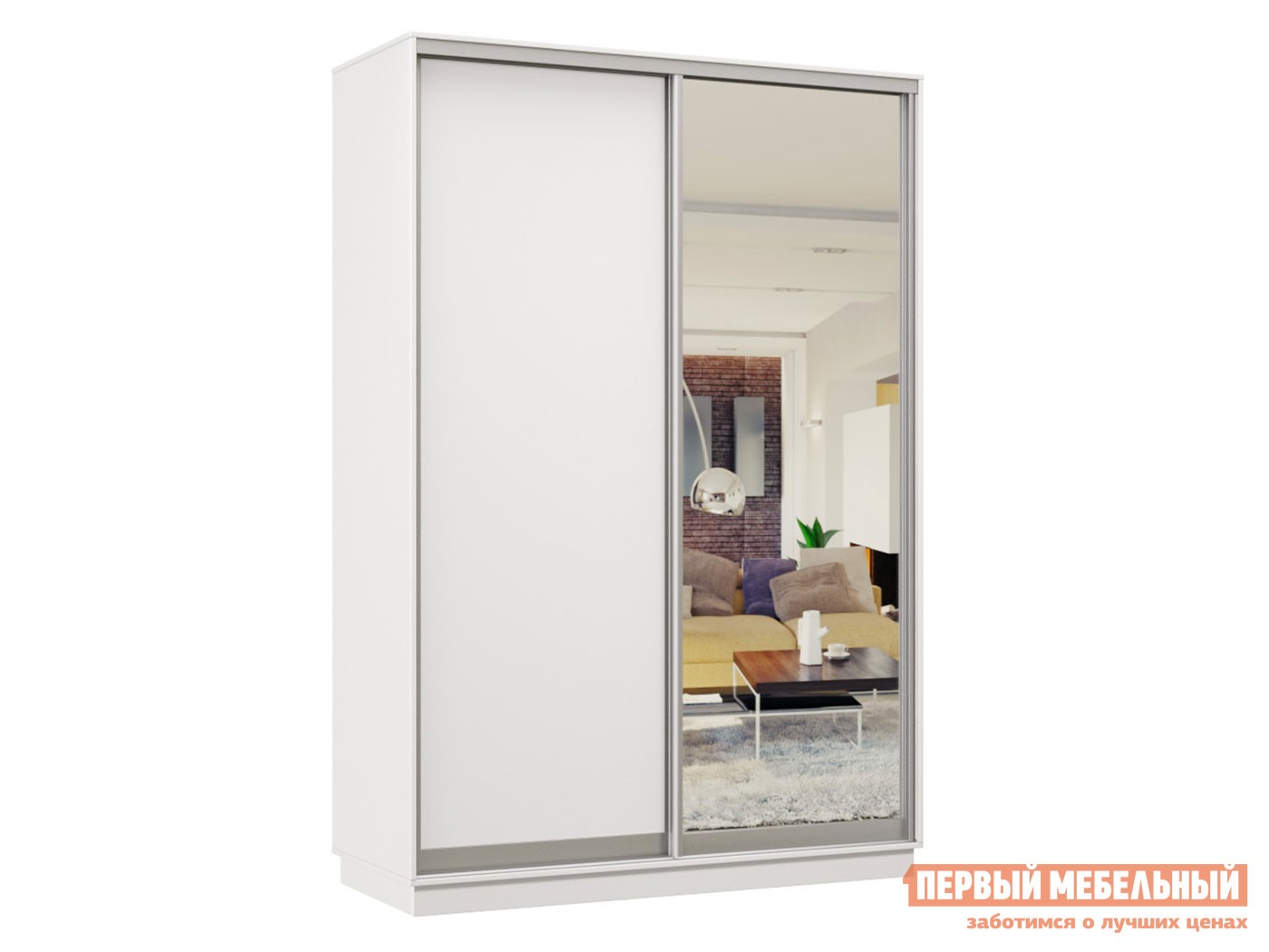 Шкаф-купе  Маршал Белый каркас / Серебро профиль, 1200 мм