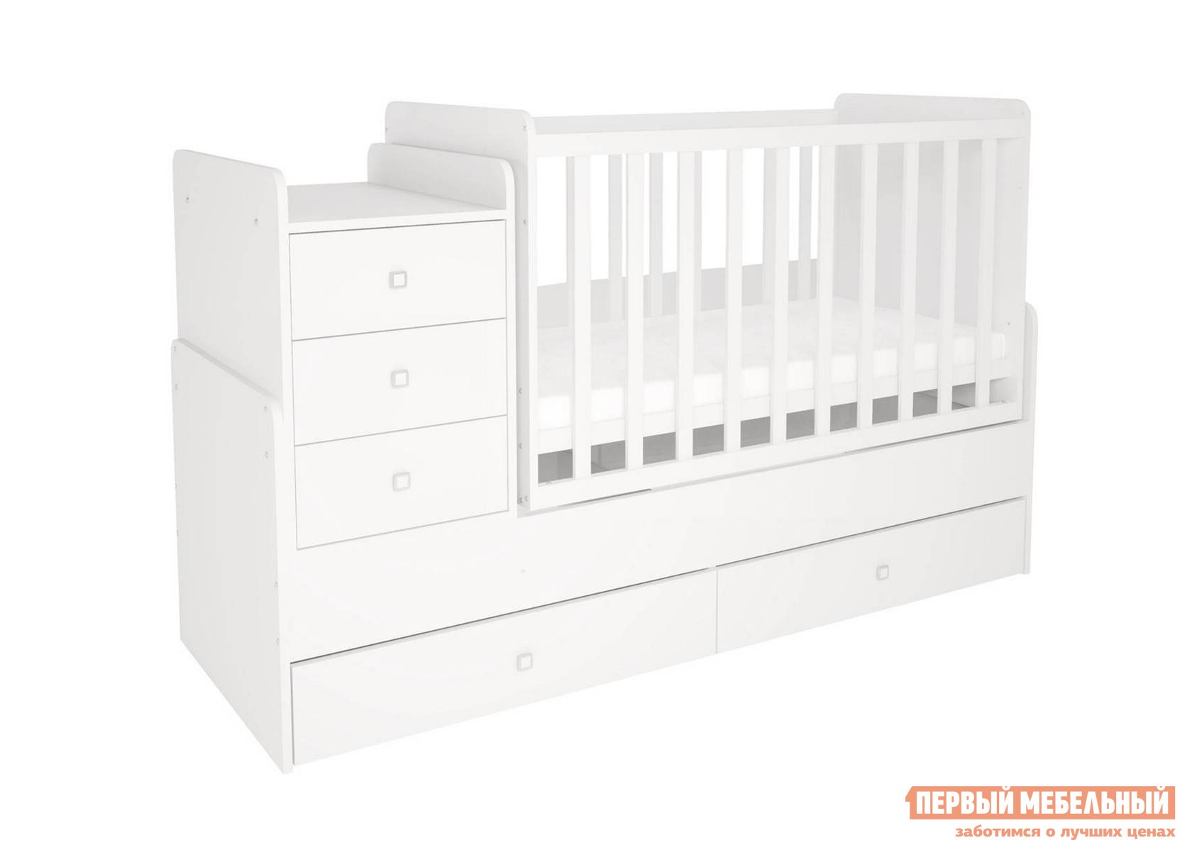 Кроватка для новорожденных  Полини Симпл 5 Белый