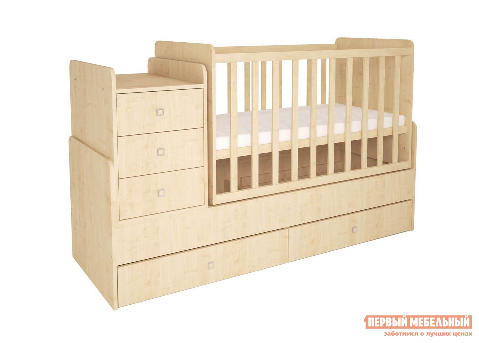 Кроватка для новорожденных  Полини Симпл 5 Натуральный