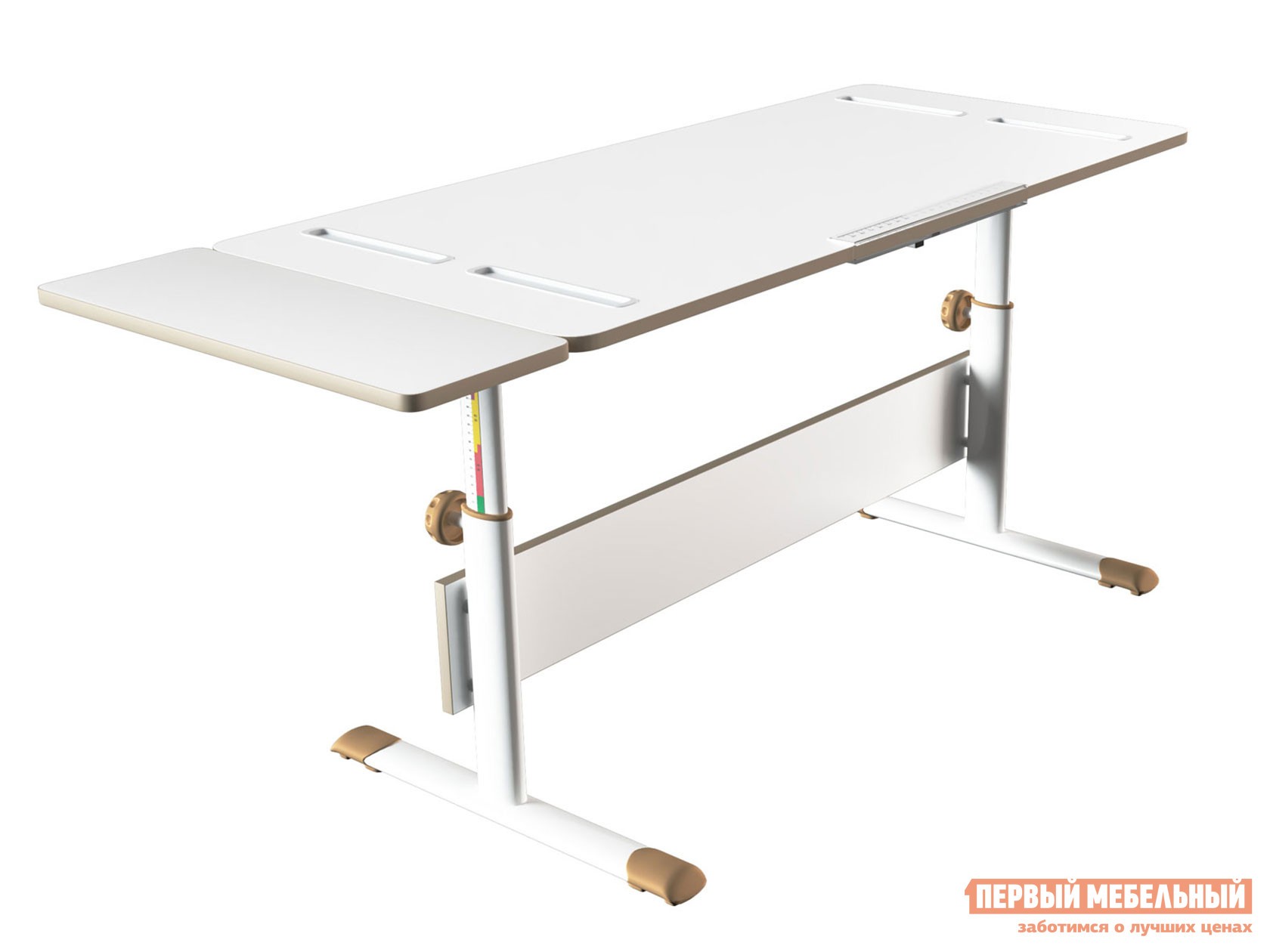 Парта  Сити D2 с боковой приставкой Белый / Макиато