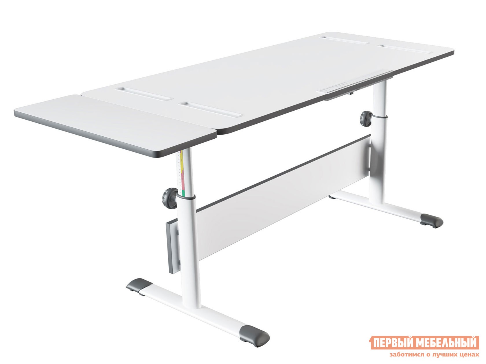 Парта  Сити D2 с боковой приставкой Белый / Серый